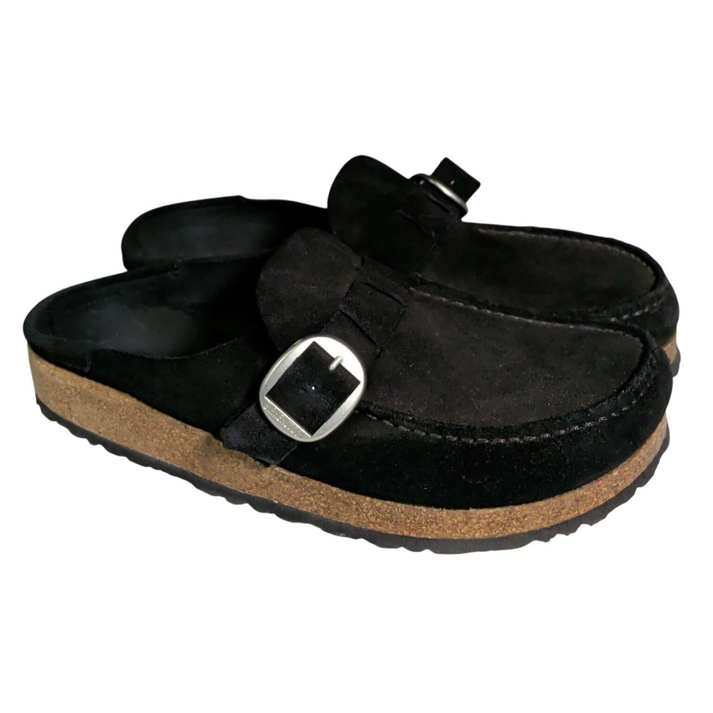Birkenstock Buckley Mules Clogs Womens Size 11N EU 42 Narrow Black Suede Shoes